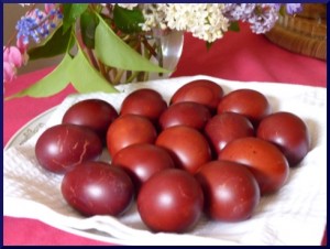 Eggs dyed with onion skins